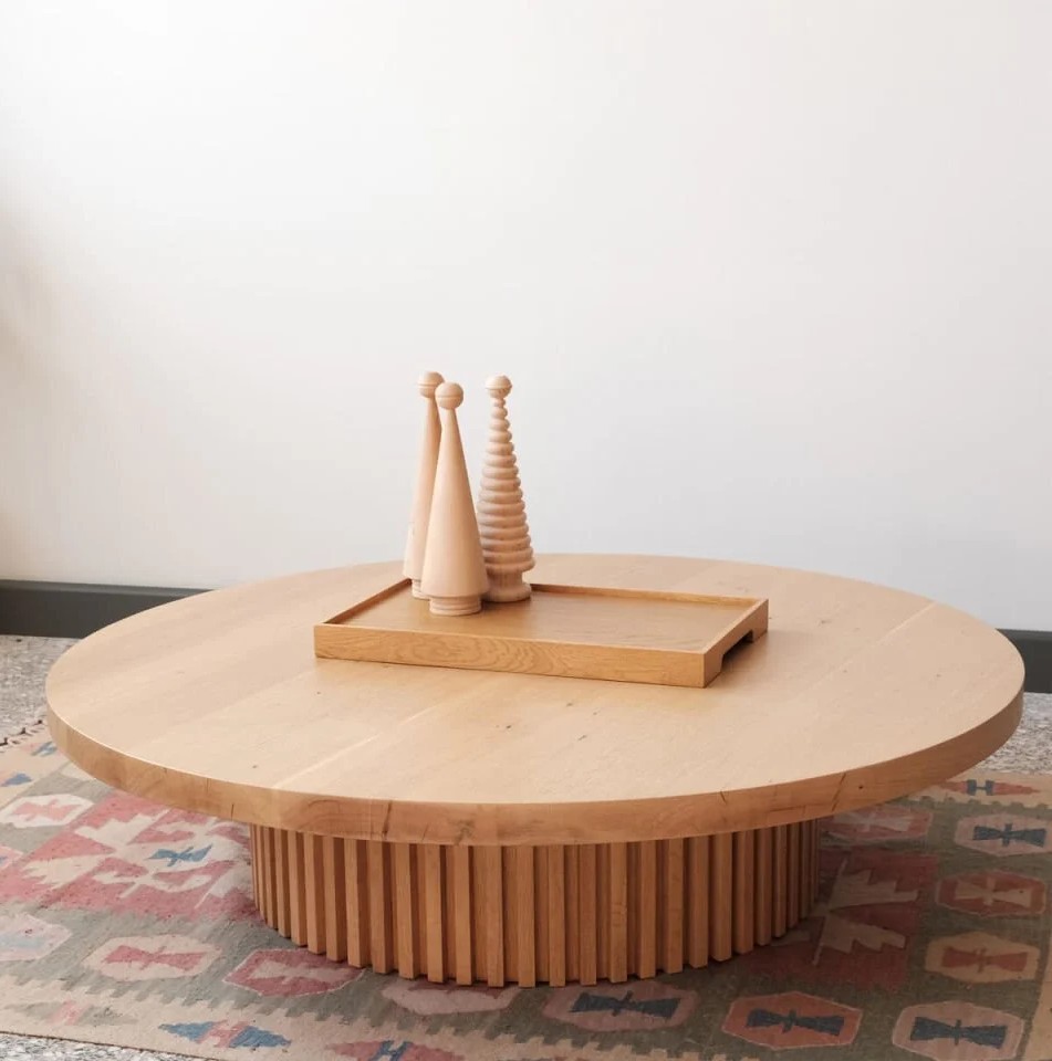 Solid Wood Round Side Table – DOCIA Series Raw